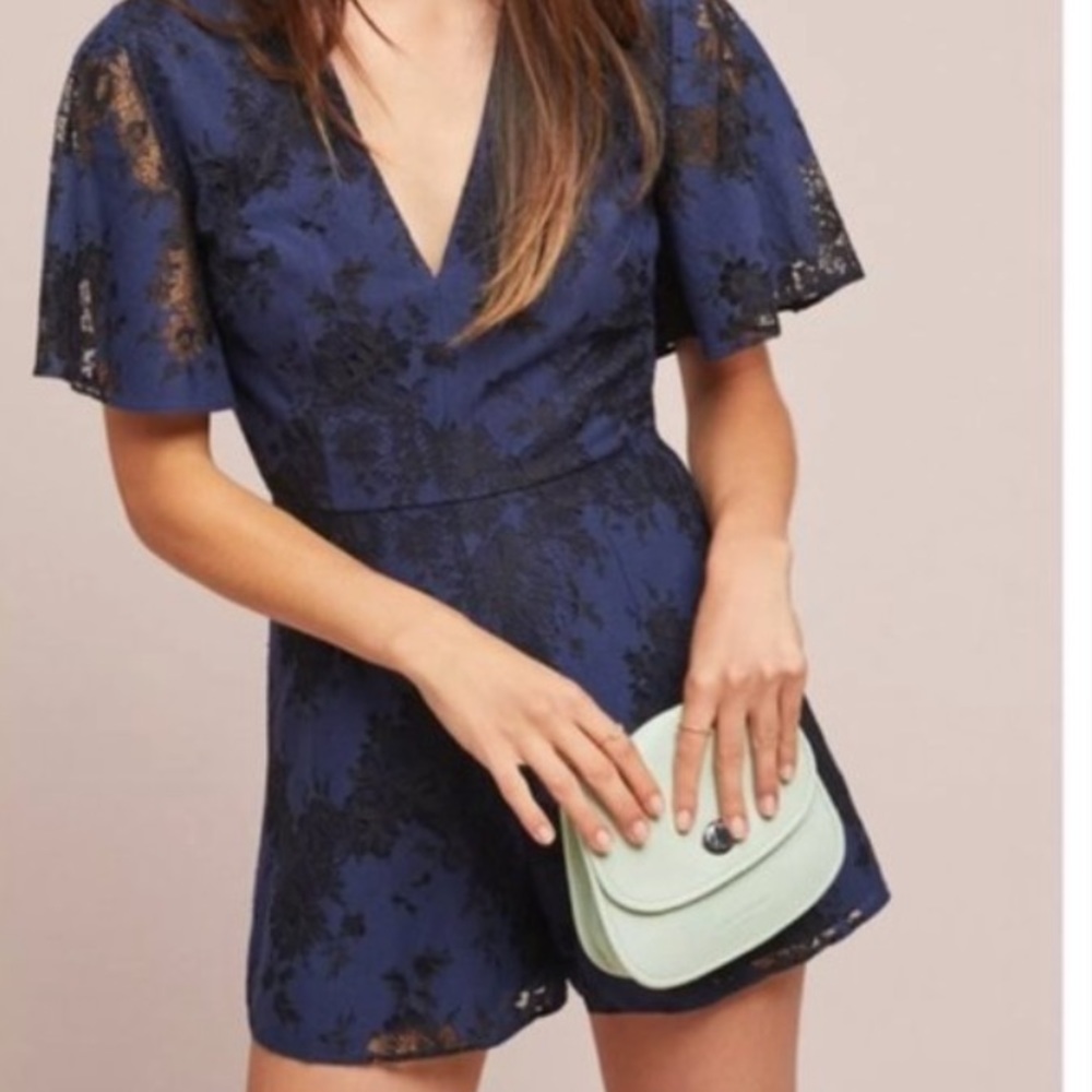 Anthropologie Navy and Black This Love Playsuit Jumper by Keepsake-NWT
